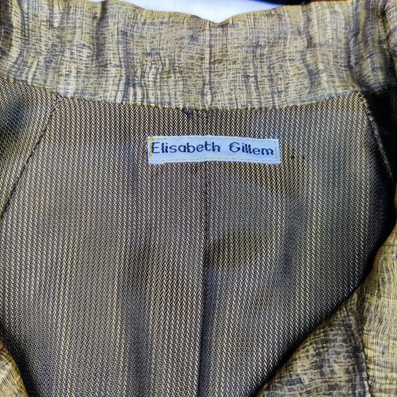 Elizabeth Gillem Art to Wear Tweed Lagenlook Olive Green Button Up Jacket Large - Picture 8 of 10